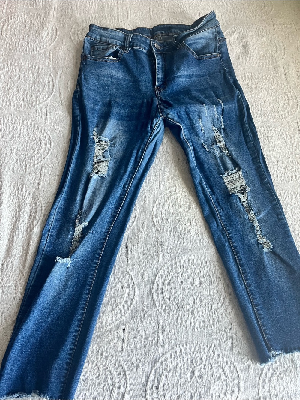 Women's Distressed Blue Jeans